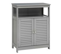 CostwayMeuble de Rangement pour Salle de Bain Meuble sur Pieds en Bois avec Placard 2 Portes pour Salle de Bain Salon Chambre Gris