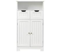 CostwayMeuble de Salle de Bain Armoire Rangement de Toilette 60 x 30 x 109 CM avec 2 Tiroirs et 2 Portes Blanche
