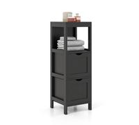 CostwayMeuble de Salle de Bain avec 2 Tiroirs Amovibles Commode de Salle de Bain en Bois avec Etagère Ouverte 30 x 30 x 89 cm Noir
