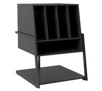 CostwayMeuble Vinyle Rangement Vinyle avec Grand Plateau Roulettes à Frein et Étagères&Compartiments Support à Tourne Disque Noir