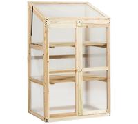 CostwayMini Serre de Jardin 60x45x100cm Vitrages Transparents en Polycarbonate avec Etagères à 3 Niveaux Nature