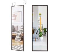 CostwayMiroir à Suspendre sur Porte avec Crochets de Suspension Réglables en Hauteur 36,5 x 107 CM Café