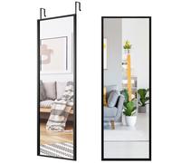 CostwayMiroir à Suspendre sur Porte avec Crochets de Suspension Réglables en Hauteur 36,5 x 107 CM Noir