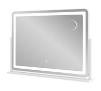 CostwayMiroir de Maquillage avec Lumières 80x55cm avec Miroir de Grossissement 10X Contrôle Tactile Mode d'Éclairage à 3 Couleurs Blanc