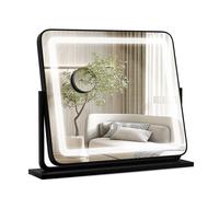 CostwayMiroir de Maquillage LED Lumineux Tactile 5 x Grossissement L56 x l48 CM Rotation 360° 3 Couleurs Eclairage