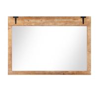 CostwayMiroir Mural Style Ferme 100 x 70 CM Miroir Rustique Rectangulaire Décoratif avec Cadre en Bois Suspension Verticale ou Horizontale Naturel