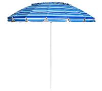 CostwayParasol de Plage Inclinable 2,45 M Protection UPF 50+ Baleines en Fibre de Verre avec Sac Pied Amovible Bleu