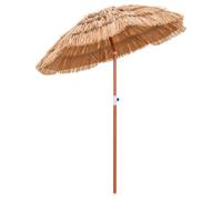 CostwayParasol de terrasse en chaume, parasol tiki hawaïen de 175 cm avec sac de transport design inclinable parasol de table ou de marché extérieur pliable et portable