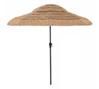 CostwayParasol Inclinable Style Hawaïen en Paille PE Ø275 Parasol Exotique à Toit Ventilé Solaire Manivelle Pratique 12 Couches&8 Baleines Brun
