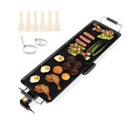 CostwayPlaque de Cuisson Électrique de 70cm Barbecue Antiadhésif avec Température Réglable Thermostats et Bac Collecteur Gril Teppanyaki