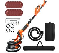 CostwayPonceuse à Plâtre Murale 750W Ø 225mm Aluminium 6 Vitesses Variables Lumières LED Manche Télescopique 12 Disques Abrasifs