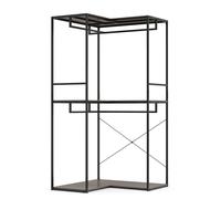 CostwayPortant a Vetement d'Angle Penderie Vetement Dressing avec Étagères de Rangement et Tringle Portique Vêtement Solide 100 x 100 x 200 cm