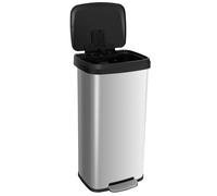 CostwayPoubelle 68 Litres à Pédale 40 x 38 x 78 CM en Acier Inox Anti-Empreintes Fermeture Amortie Ultra-Silencieuse Argent