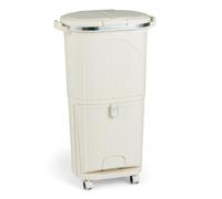 CostwayPoubelle de Cuisine 38L avec Couvercles Bac à Déchets à Double Couche avec 2 Seaux Amovibles Pédale et Roulettes Conteneur à Déchets Beige