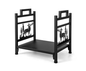 CostwayRange Bûche Intérieur Porte-Bûches Métal Charge 60 kg pour Rangement Bois Intérieur Porte Bûche Cheminée pour Poêl Foyer 46 x 34 x 45 cm