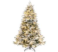 CostwaySapin de Noël Artificiel 180 Avec 1415 Branches 260 Lumières Led Blanc Chaud Floqué Charnières Arbre de Noël Pré-Éclairé Installation Rapide