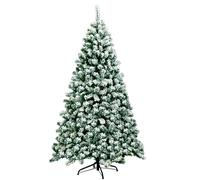 CostwaySapin de Noël Artificiel 180 cm Sapin Enneigé avec 250 Lumières LED 928 Rameaux et Support Métallique Pliable