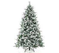 CostwaySapin de Noël Artificiel de 186 cm avec Aiguilles de Pin Arbre de Noël Floqué avec 250 Lumières LED Blanches Chaudes & 752 Branches Mixtes pour la Maison le Bureau & le Carnaval