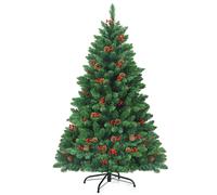 CostwaySapin de Noël Artificiel LED Charnières avec Support Métallique Robuste Système de Pliage Aiguilles en PVC 135cm