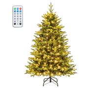 CostwaySapin De Noël Artificiel Pré-Éclairé 150 Cm Arbre De Noël 844 Branches 250 Lumières Led Multicolores et Blanc Chaud 11 Modes d'Éclairage à Charnière