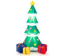 CostwaySapin de Noël Gonflable 180CM avec 3 Paquets Décorations avec Lumières LED Arbre de Noël avec Sac de Sable Piquets Intégrés Multicolore