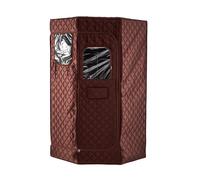 CostwaySauna à Vapeur Portable 3L pour Maison Tente de Sauna Pentagonale avec 9 Niveaux de Température Télécommande Minuterie 90 x 90 x 180 cm Café