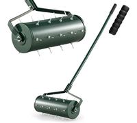 CostwayScarificateur Gazon Manuel avec Poignée &Rouleau à Pointes Rotatives Rouleau Aérateur Gazon de Pelouse en Métal 5.5L 45x128CM Vert