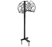 CostwaySupport de Tuyau de Jardin Autoportant en Métal Amovible Organisateur de Tuyau avec 3 Points d'Ancrage pour Enrouleur de Tuyau de 45 m pour Cour Jardin Pelouse Noir