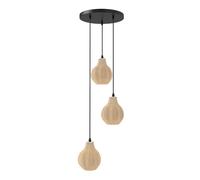 CostwaySuspension Boho en Rotin à 3 Lumières Lustre Tissé à la Main en Osier Naturel avec Hauteur Réglable Luminaire Suspendu Beige