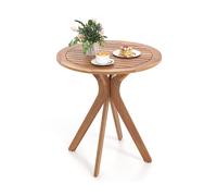 CostwayTable Basse de Jardin en Bois d'Acacia Plateau à Lattes Base en Croix Charge 50KG Table d?Extérieure Ronde en Bois
