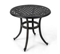 CostwayTable Basse de Jardin en Fonte d'Aluminium Repose-pieds Réglables Charge 50KG Table d?Extérieure Ronde Patio Piscine Café