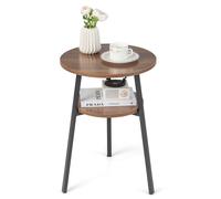 CostwayTable d'Appoint Ronde à 2 Niveaux Dia.39 CM Style Industrielle Cadre en Métal Marron
