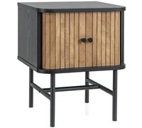 CostwayTable de Chevet avec Portes Coulissantes Moderne Du Milieu Du Siècle avec Armoire de Rangement Pieds en Métal Table D'appoint Compacte Noir