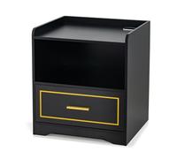 CostwayTable de Chevet LED Intelligente Port USB Couleurs de Lumière et Luminosité Réglables Induction du Corps Humain Table de Nuit Noir
