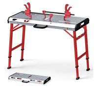 CostwayTable de Soudage Pliable avec Hauteur Réglable 70,5-93,3 cm Établi de Soudage Portable avec 2 Pinces à Barre Charge 450KG 107 x 53cm Argent