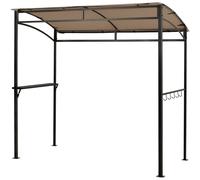CostwayTonnelle Barbecue Exterieur de 216 cm Cadre en Métal Imperméable Abri Barbecue avec Étagère de Service et Crochets de Rangement Belvédère pour Jardin Cour Marron