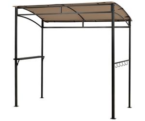 CostwayTonnelle Barbecue Exterieur de 216 cm Cadre en Métal Imperméable Abri Barbecue avec Étagère de Service et Crochets de Rangement Belvédère pour Jardin Cour Marron