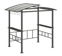 CostwayTonnelle de Barbecue avec Toit Rigide en Pc Étagères Latérales Crochets Cadre Métallique Abri Pare-soleil Extérieur à Double Niveau Noir
