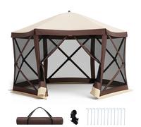 CostwayTonnelle Pop-up avec Moustiquaire Tente de Réception Pliante 350 x 350 x 230 cm pour 6-8 Personnes Barnum Gazebo de Jardin avec Toit Oxford