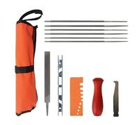 COSY GARDEN TOOLS Kit d'affûtage pour tronçonneuse, avec 6 Limes Rondes, 6″ Flat File, Depth Gauge, Wooden Handle, File Guide, Tool Bag (Ensemble de 12 pièces)