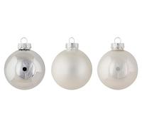 Cosy Home Lot de 12 Boule Noel en Verre, Shiny Matt Opal Argent,D8 Cm