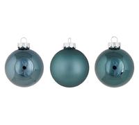 Cosy Home Lot de 24 Boules Noel en Verre, Shiny Matt Bleu, D6 Cm