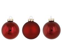 Cosy Home Lot de 24 Boules Noel en Verre, Shiny Matt Bordeaux, D6 Cm
