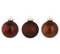 Cosy Home Lot de 24 Boules Noel en Verre, Shiny Matt Opal, Brun, D6 Cm