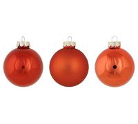 Cosy Home Lot de 24 Boules Noel en Verre, Shiny Matt Orange, D6Cm