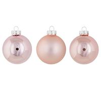 Cosy Home Lot de 24 Boules Noel en Verre, Shiny Matt Rose, D6 Cm,