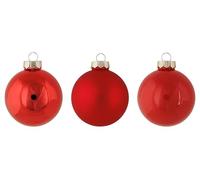 Cosy Home Lot de 24 Boules Noel en Verre, Shiny Matt Rouge, D6 Cm