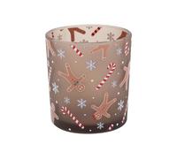 Cosy Home Lot de 6 Bougeoir Cookie en Verre, Brun 7X7Xh8Cm
