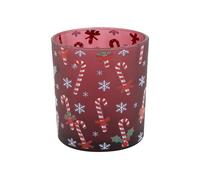 Cosy Home Lot de 6 Bougeoir en Verre Candy Cane Bordeaux 7X7Xh8Cm