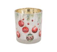 Cosy Home Lot de 6 Bougeoir en Verre Xmas Balls, Rouge/Blanc, 7X7Xh8 CM